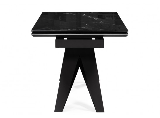 Стеклянный стол Блэкберн 140(200)х80х75 черный мрамор / черный в Набережных Челнах