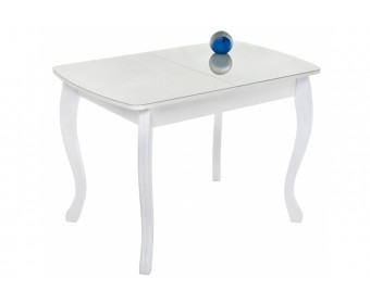 Стеклянный стол Бриллиант 110(140)х68х76 белый