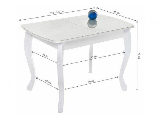Стеклянный стол Бриллиант 110(140)х68х76 белый в Набережных Челнах
