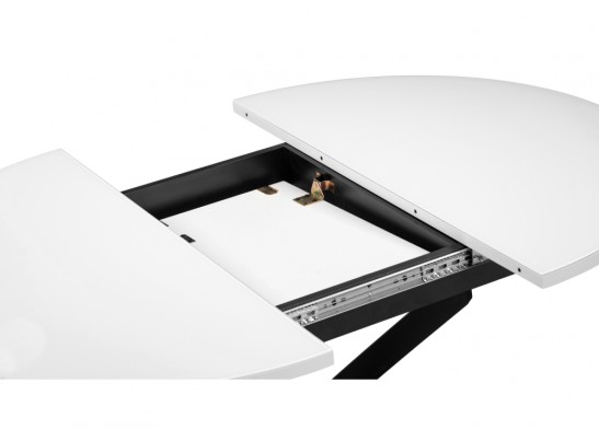 Стеклянный стол Лауриц d1000 раскладной белый / черный в Набережных Челнах