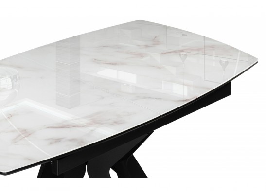 Стеклянный стол Вейл 140(180)х80 белый мрамор / черный в Набережных Челнах