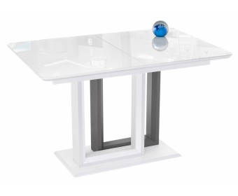 Стол на тумбе Санса 120(160)х80х76 белая шагрень / белый