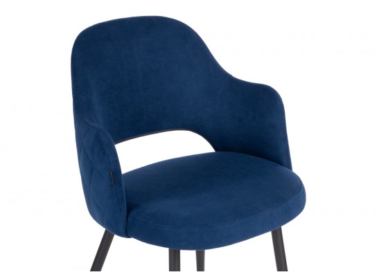 Стул на металлокаркасе Гутрид прошивка ромбы сзади темно-синий / черный каркас в Набережных Челнах