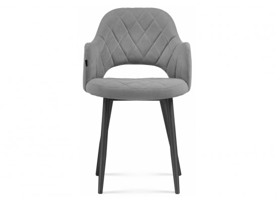 Стул на металлокаркасе Гутрид ромбы спереди серый / черный каркас в Набережных Челнах