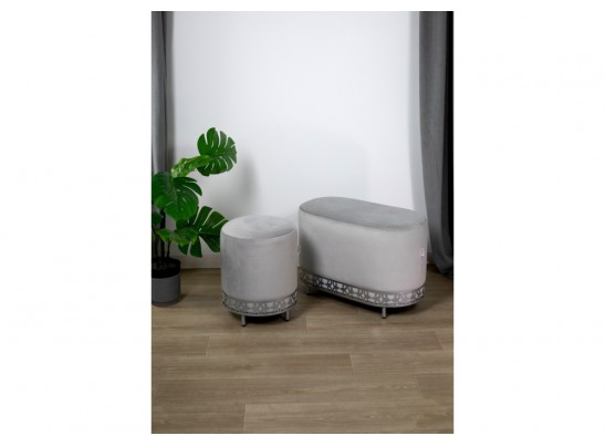 Банкетка Sheffilton SHT-B21-1 серое облако/хром лак в Набережных Челнах