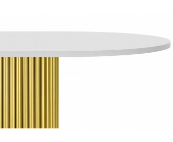 Деревянный стол Барон О 200 х 90 белая пленка шагрень / золотые ноги