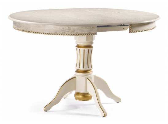 Деревянный стол Павия 100(130)х100х79 слоновая кость с золотой патиной в Набережных Челнах