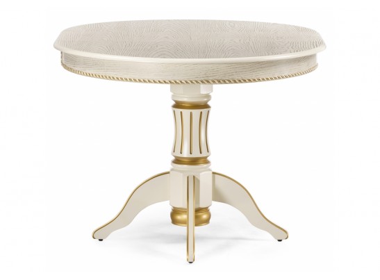 Деревянный стол Павия 100(130)х100х79 слоновая кость с золотой патиной в Набережных Челнах