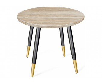 Деревянный стол SHT-TU14/МДФ 80 дуб сонома светлый / чёрный муар / золото