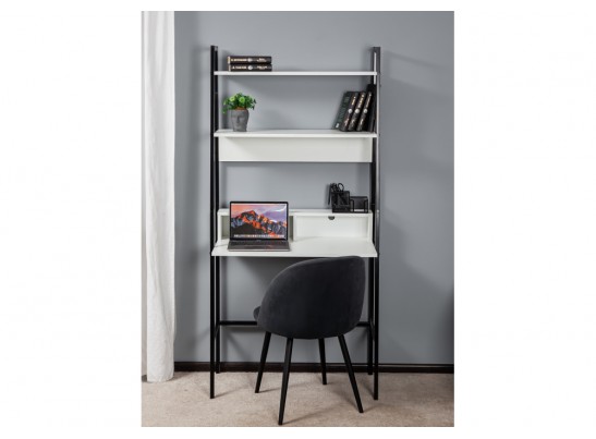 Письменный стол Минден с надстройкой 84х42,4х175 белое тиснение / черный в Набережных Челнах