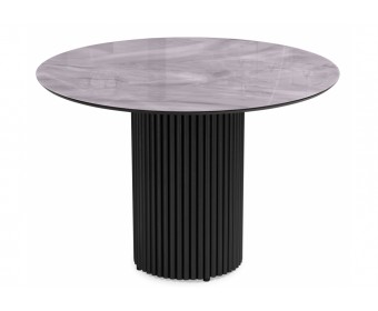 Стеклянный стол Барел 110 серый мрамор / черный
