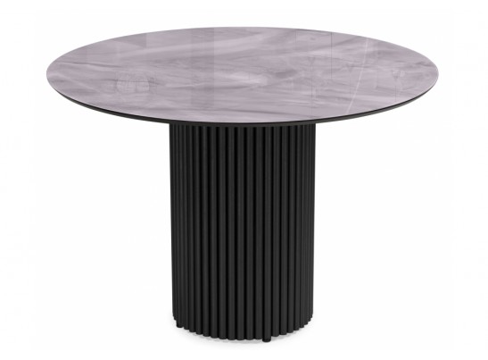 Стеклянный стол Барел 110 серый мрамор / черный в Набережных Челнах