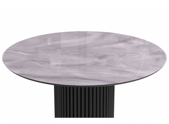 Стеклянный стол Барел 110 серый мрамор / черный в Набережных Челнах