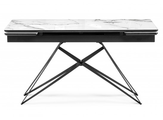 Стеклянный стол Блэкберн 160(220)х90 белый мрамор / черный в Набережных Челнах Стеклянный стол Блэкберн 160(220)х90 белый мрамор / черный в Набережных Челнах