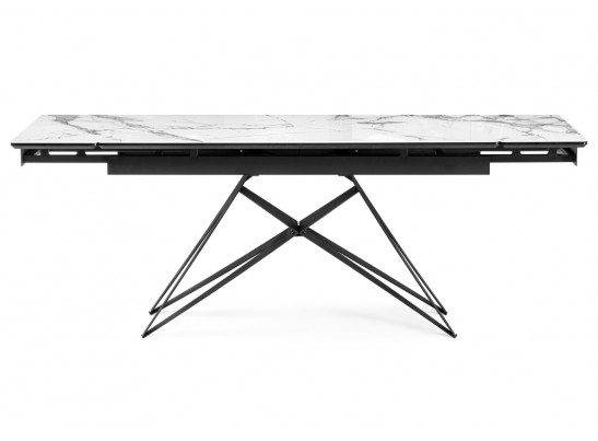 Стеклянный стол Блэкберн 160(220)х90 белый мрамор / черный в Набережных Челнах Стеклянный стол Блэкберн 160(220)х90 белый мрамор / черный в Набережных Челнах
