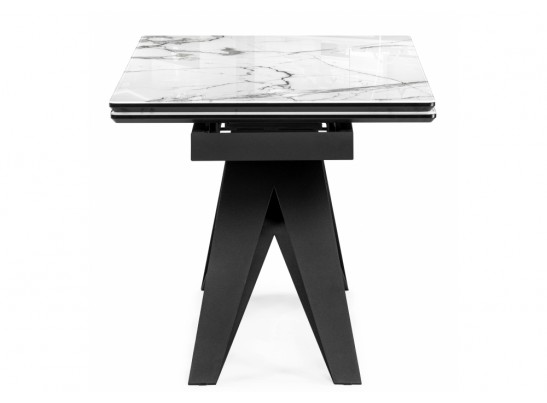 Стеклянный стол Блэкберн 160(220)х90 белый мрамор / черный в Набережных Челнах Стеклянный стол Блэкберн 160(220)х90 белый мрамор / черный в Набережных Челнах