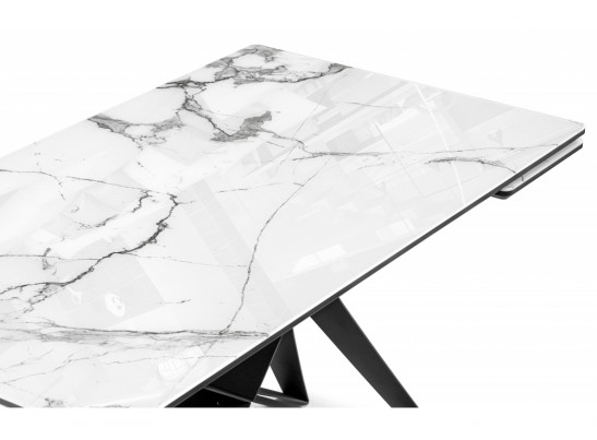 Стеклянный стол Блэкберн 160(220)х90 белый мрамор / черный в Набережных Челнах Стеклянный стол Блэкберн 160(220)х90 белый мрамор / черный в Набережных Челнах
