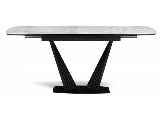 Стеклянный стол Риполь 140(180)х80 белый мрамор / черный в Набережных Челнах