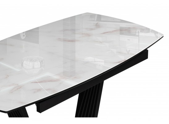 Стеклянный стол Риполь 140(180)х80 белый мрамор / черный в Набережных Челнах