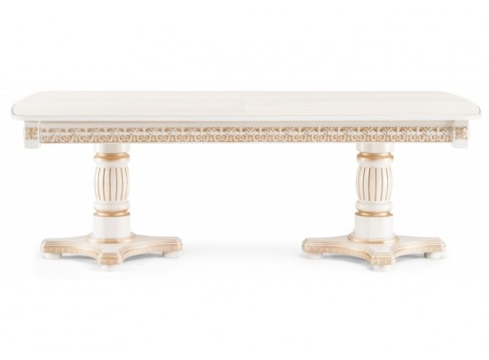 Деревянный стол Морнит 220(320)х110 молочный / золото в Набережных Челнах