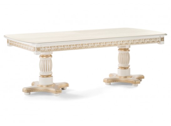 Деревянный стол Морнит 220(320)х110 молочный / золото в Набережных Челнах