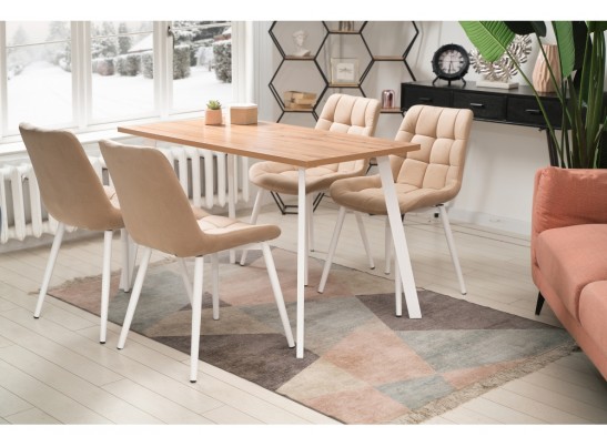 Стол Тринити Лофт 120 белый матовый / дуб крафт золотой в Набережных Челнах