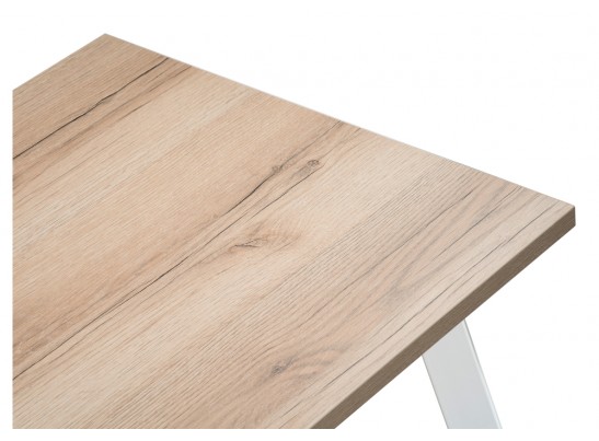 Стол Тринити Лофт 140х80х75 25 мм дуб делано светлый / белый матовый в Набережных Челнах