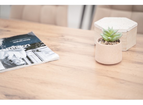 Стол Тринити Лофт 140х80х75 25 мм дуб делано светлый / белый матовый в Набережных Челнах