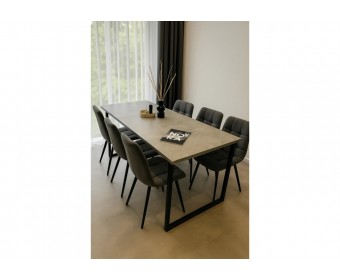 Деревянный стол Лиман 117 (157) x 77 бетон светлый / черный матовый