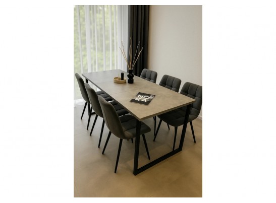 Деревянный стол Лиман 117 (157) x 77 бетон светлый / черный матовый в Набережных Челнах