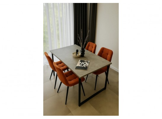 Деревянный стол Лиман 117 (157) x 77 бетон светлый / черный матовый в Набережных Челнах