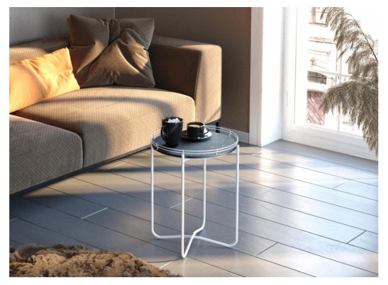 Журнальный столик Sheffilton SHT-CT20 каменный уголь / белый муар в Набережных Челнах