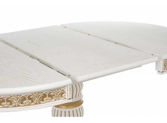 Деревянный стол Лорд 110(160)х110х79 молочный с золотой патиной в Набережных Челнах