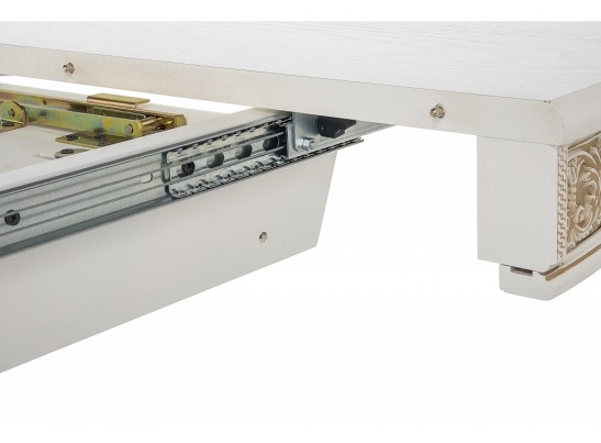 Деревянный стол Лорд 110(160)х110х79 молочный с золотой патиной в Набережных Челнах