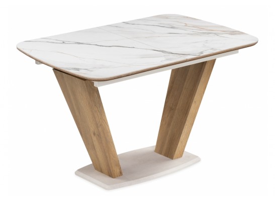 Керамический стол Петир 120(160)х80х75 gilt white / дуб монтана в Набережных Челнах