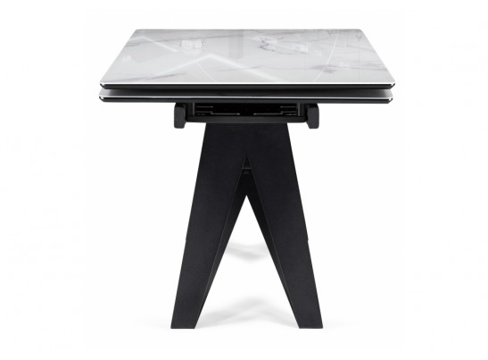 Стеклянный стол Блэкберн 140(200)х80х75 белый мрамор кристл / черный в Набережных Челнах