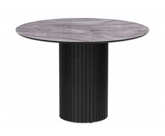 Стеклянный стол Гравент 110 кристл серый мрамор / черный