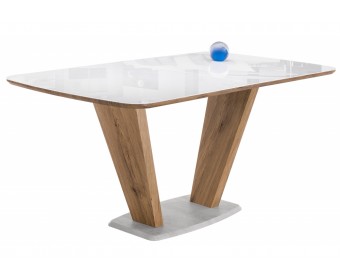 Стол на тумбе Петир 160(200)х90х76 дуб монтана / белый