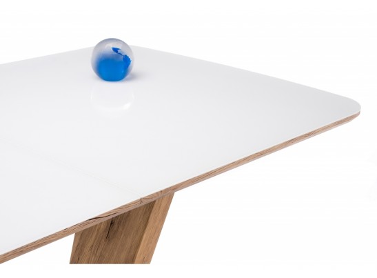 Стол на тумбе Петир 160 белый / дуб монтана в Набережных Челнах