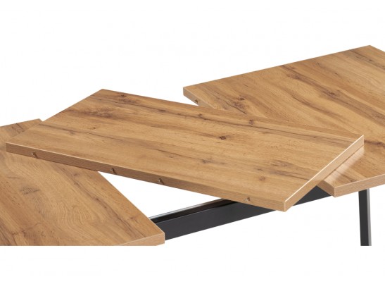 Деревянный стол Колон Лофт 120(160) х 75 черный матовый / дуб крафт золотой в Набережных Челнах