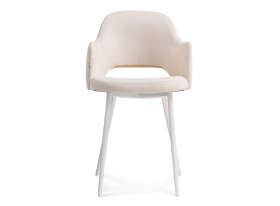 Стул на металлокаркасе Гутрид прошивка ромбы сзади бежевый / белый каркас в Набережных Челнах