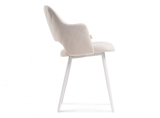 Стул на металлокаркасе Гутрид прошивка ромбы сзади бежевый / белый каркас в Набережных Челнах