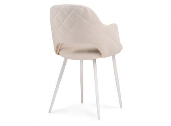 Стул на металлокаркасе Гутрид прошивка ромбы сзади бежевый / белый каркас в Набережных Челнах