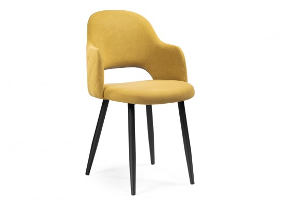 Стул на металлокаркасе Гутрид прошивка ромбы сзади горчичный / черный каркас в Набережных Челнах