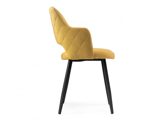 Стул на металлокаркасе Гутрид прошивка ромбы сзади горчичный / черный каркас в Набережных Челнах