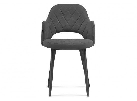 Стул на металлокаркасе Гутрид ромбы спереди темно-серый / черный каркас в Набережных Челнах