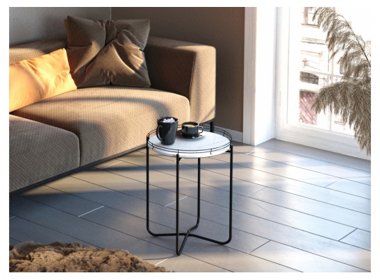 Журнальный столик Sheffilton SHT-CT20 белый мрамор / черный муар в Набережных Челнах