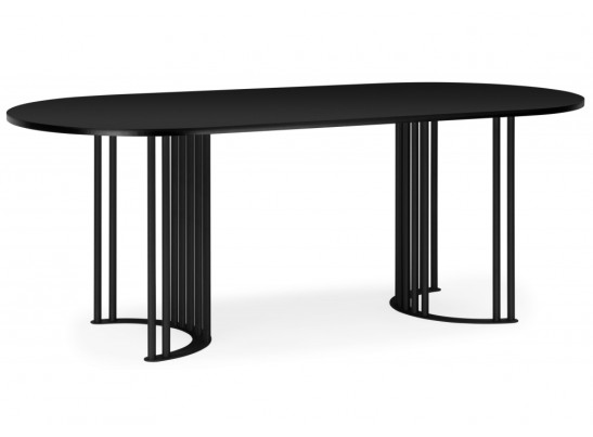 Деревянный стол Хьюго О 180 х 90 черная шагрень пленка / черные ноги в Набережных Челнах