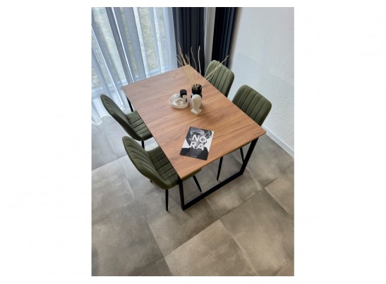 Деревянный стол Лиман 117 (157) x 77 дуб крафт золотой / черный матовый в Набережных Челнах