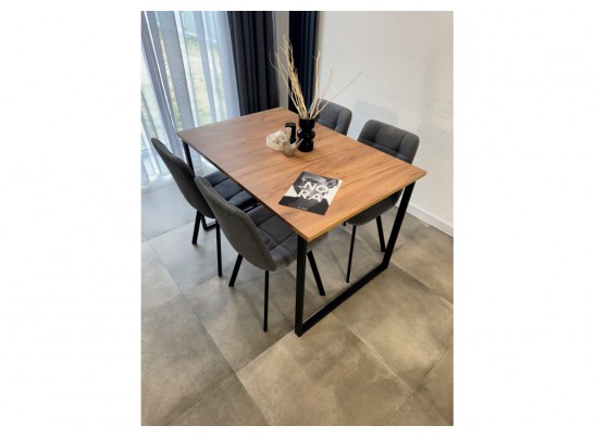 Деревянный стол Лиман 117 (157) x 77 дуб крафт золотой / черный матовый в Набережных Челнах